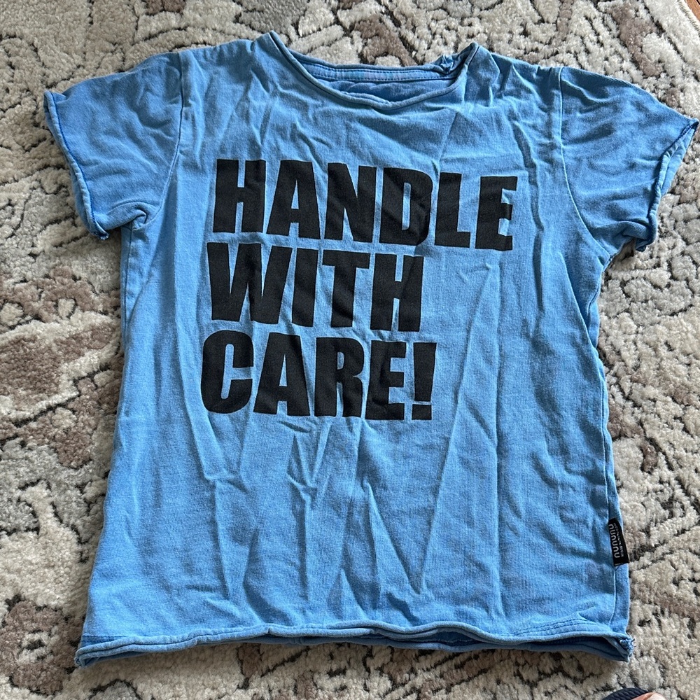 nununu Light Blue Kids Tee with Bold Black Print